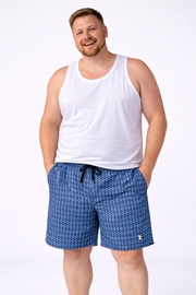 Espionage Bade Shorts – Blå Geometrisk (2XL–8XL)