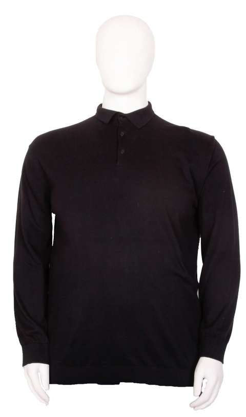 Espionage - Strikket Polo m. Lange Ærmer - Sort