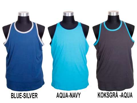 Espionage  - Ensfarvet Kontrast Tanktop - Aqua/Navy