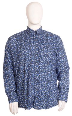 Espionage - Mick Floral Print Skjorte m. Lange Ærmer - Navy/Grå (1)