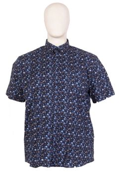 Espionage - Tony Floral Print Skjorte m. Korte Ærmer - Navy (1)