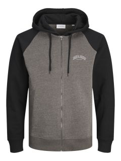 Jack & Jones - Ricky Sweat Zip Hættetrøje - Sort/Koksgrå (1)