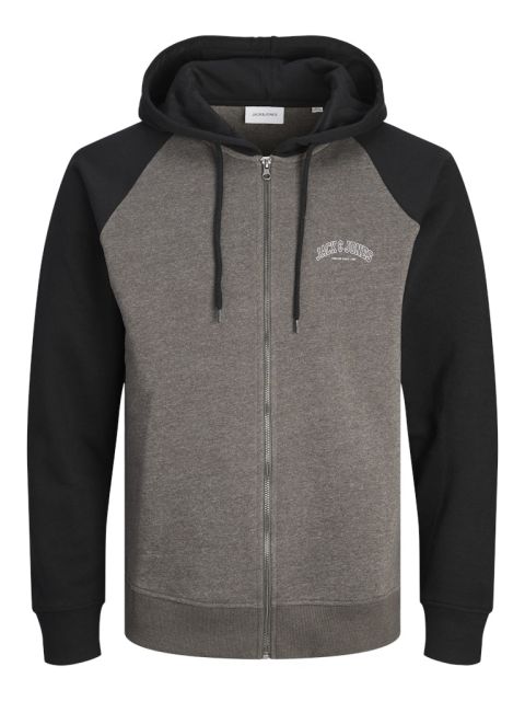 Jack & Jones - Ricky Sweat Zip Hættetrøje - Sort/Koksgrå billede 1