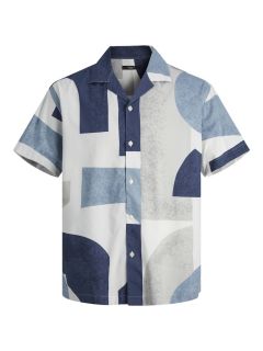 Jack & Jones - Carnaby Print Resort Skjorte S/S - Harbor Mist (1)