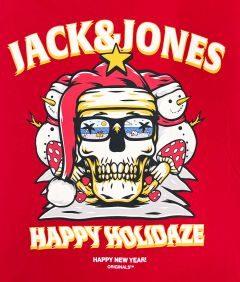 Jack & Jones - Xmas Christmas Skull T-Shirt - Scarlet Sage (1)