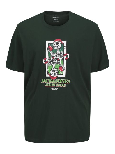 Jack & Jones - Xmas Christmas Skull T-Shirt - Scarab billede 1