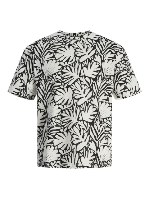 Jack & Jones - Marbella A.O.P. T-Shirt - Cloud Dancer/Black billede 1