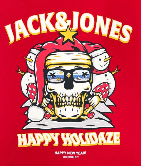 Jack & Jones - Xmas Christmas Skull T-Shirt - Scarlet Sage billede 1